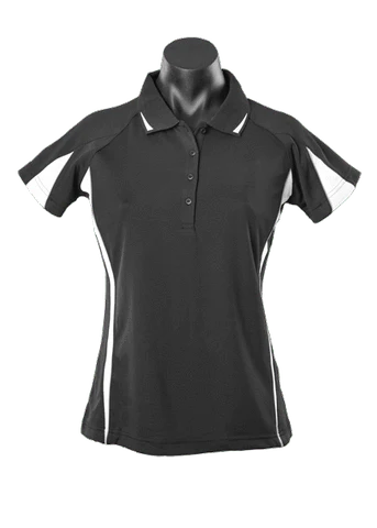 Aussie Pacific Eureka Ladies Polo Shirt 2304 Casual Wear Aussie Pacific Black/White/Ashe 8 